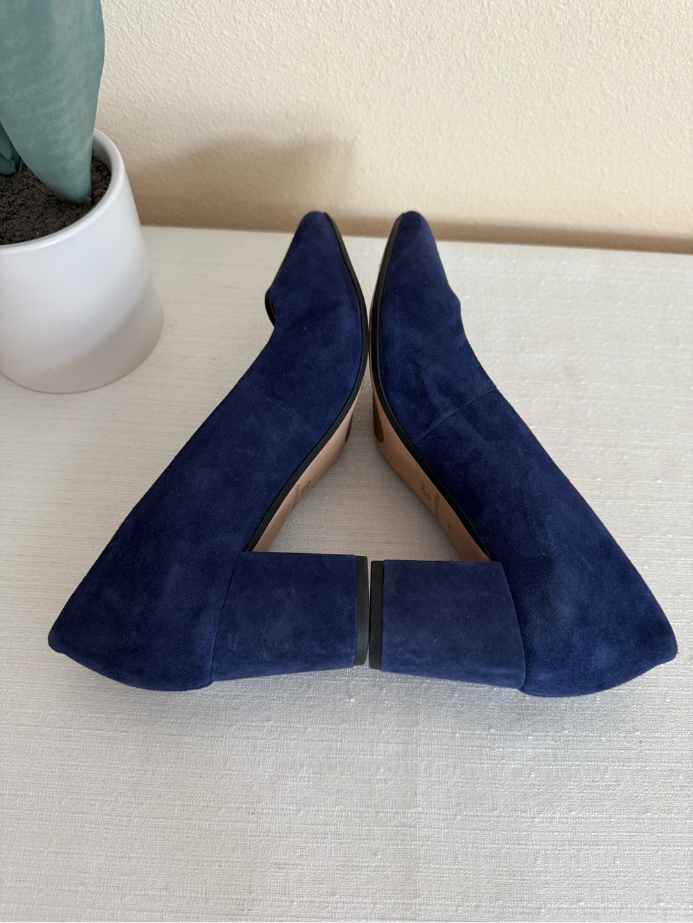 New Corso Como Navy/Purple Suede Mid Block Heel Pumps - Women - Picture 8 of 12